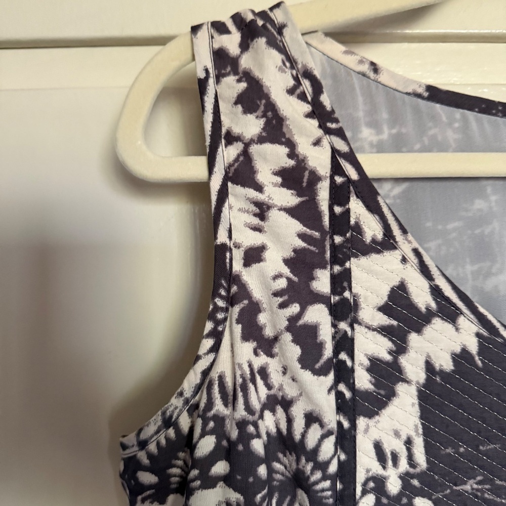Coldwater Creek Maxi Dress Tie Dye Quilted Gray Cream Size 10 - Picture 4 of 14